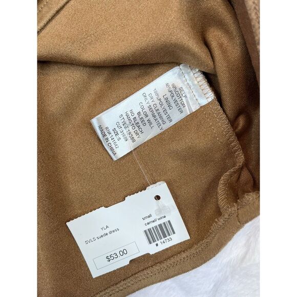 *NWT* Ya Los Angeles SVLS Women's (S) Dress Tan/Camel Faux Suede Knee Length - Picture 8 of 8